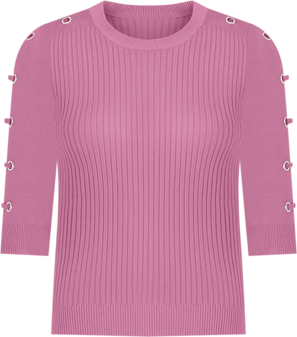 Women's Grommet-Trim Ribbed Sweater
