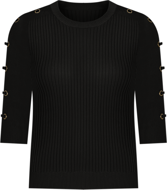 Women's Grommet-Trim Ribbed Sweater