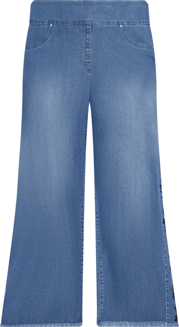Plus Size Flocked Bootcut Ankle Jeans