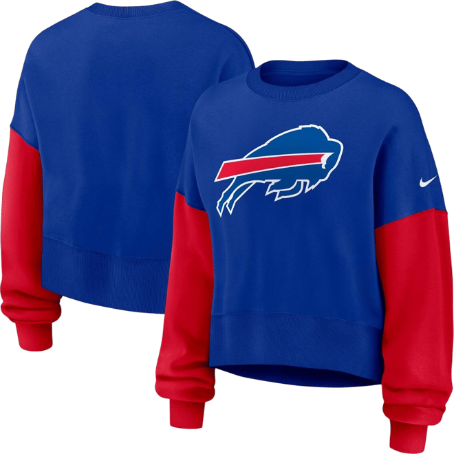 Women's Royal Buffalo Bills Oversized Color Block Pullover Sweatshirt
