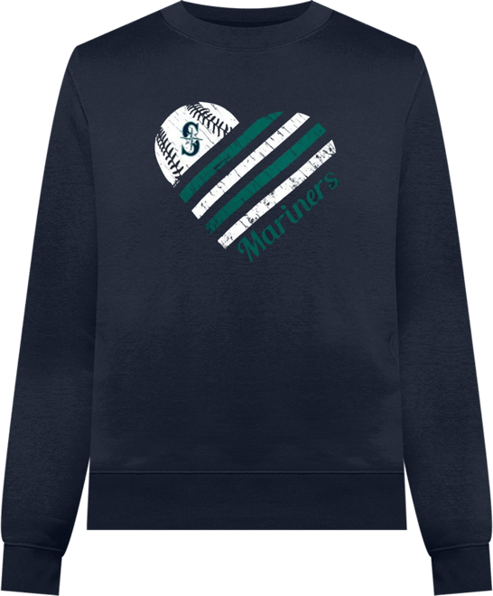 Women's Navy Seattle Mariners Heart Logo Fleece Pullover Sweatshirt