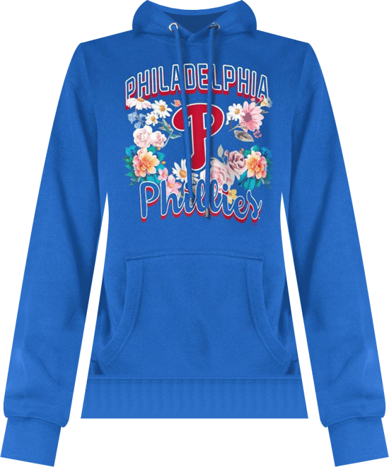 Women's Royal Philadelphia Phillies Flowers Graphic Pullover Hoodie