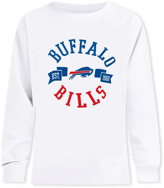Women's White Buffalo Bills Large Team Graphic Fleece Pullover Sweatshirt