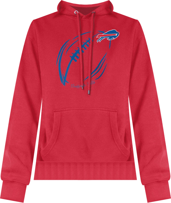 Women's Red Buffalo Bills Football Logo Fleece Tri-Blend Pullover Hoodie