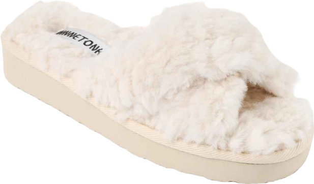 Women's Teddy Crossband Faux Fur Slippers