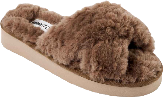 Women's Teddy Crossband Faux Fur Slippers