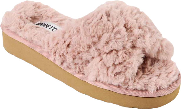 Women's Teddy Crossband Faux Fur Slippers