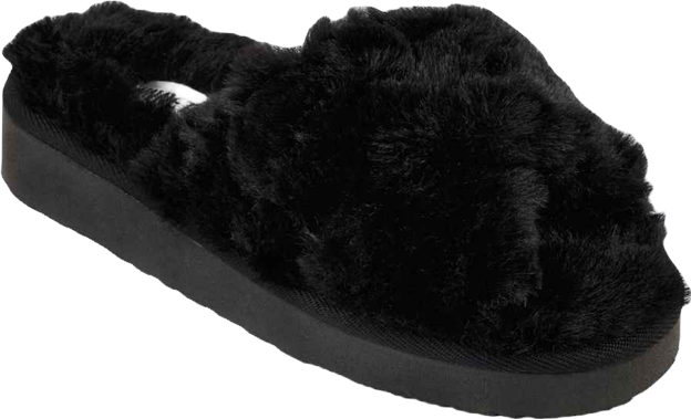 Women's Teddy Crossband Faux Fur Slippers