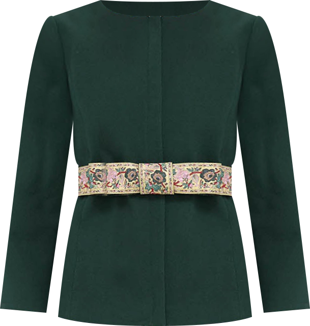 Garden Scrollwork Jacquard Belted Rhoda Tunic Top