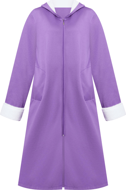 Women's Plus Size Sherpa-Lined Long Hooded Robe