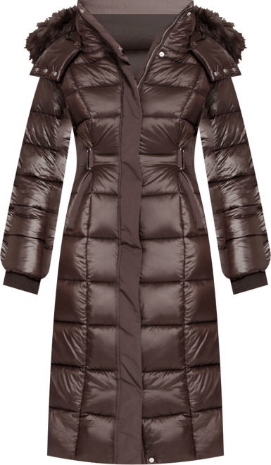 Women's Faux-Fur Trim Hooded Maxi Puffer Coat