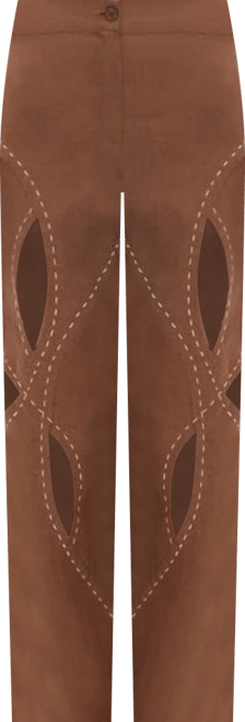 Women Asher Linen Cut Out Contrast Stitch Pants