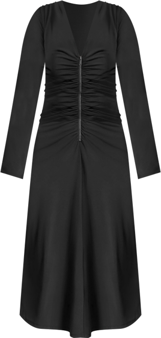 Michael  Women's Ruched Long Sleeve Midi Dress