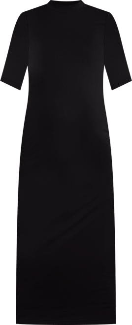 Women's Mock Neck 3/4 Sleeve Ribbed Maxi Dress