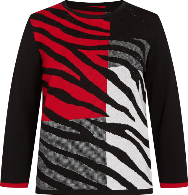Women's Jet Setter Zebra Colorblock Long Sleeve Sweater