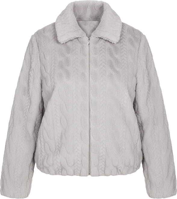 Women's Jet Setter Sculpted Faux Fur Zip Up Jacket