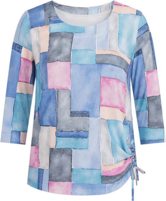 Women's Casual Vibe Tie Side Ruched Colorblock Top