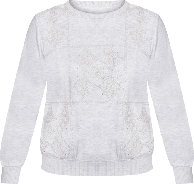 Women's Casual Vibe Embroidered Patchwork Long Sleeve Top