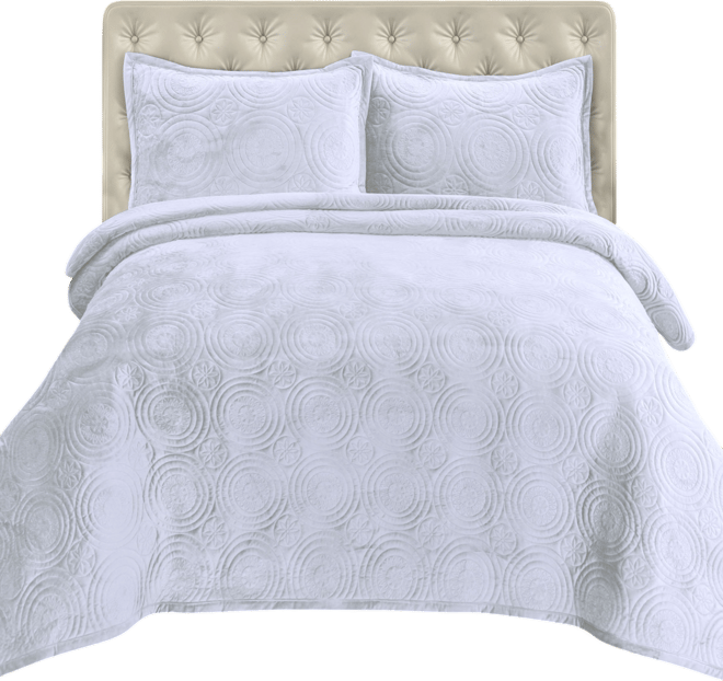 Capri Medallion Velvet Oversized Solid 3 piece Quilt Set, King