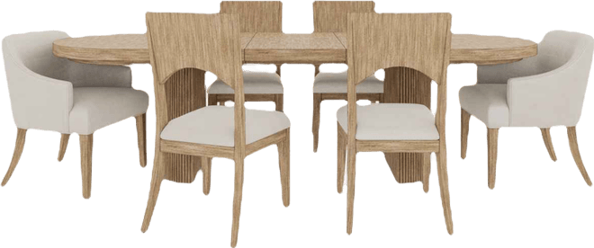Frandlyn 7pc Dining Set (Table + 4 Side Chairs + 2 Host Chairs)