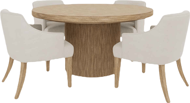 Frandlyn 6pc Dining Set (Round Dining Table + 5 Host Chairs)