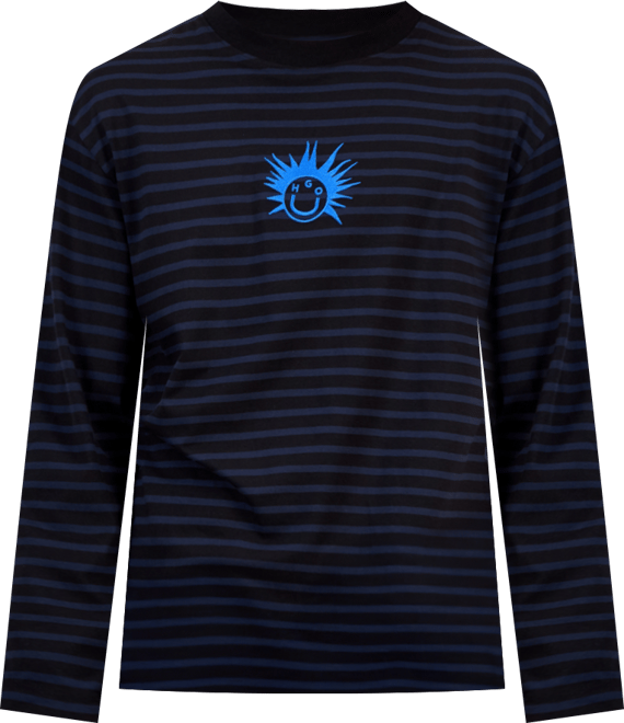 Hugo By  Men's Striped Cotton Logo Graphic Crewneck T-Shirt