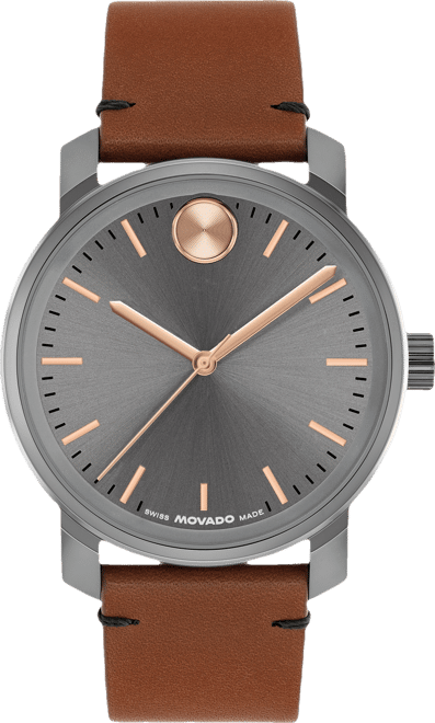 Men's Bold Access Swiss Quartz Brown Leather Watch, 41mm