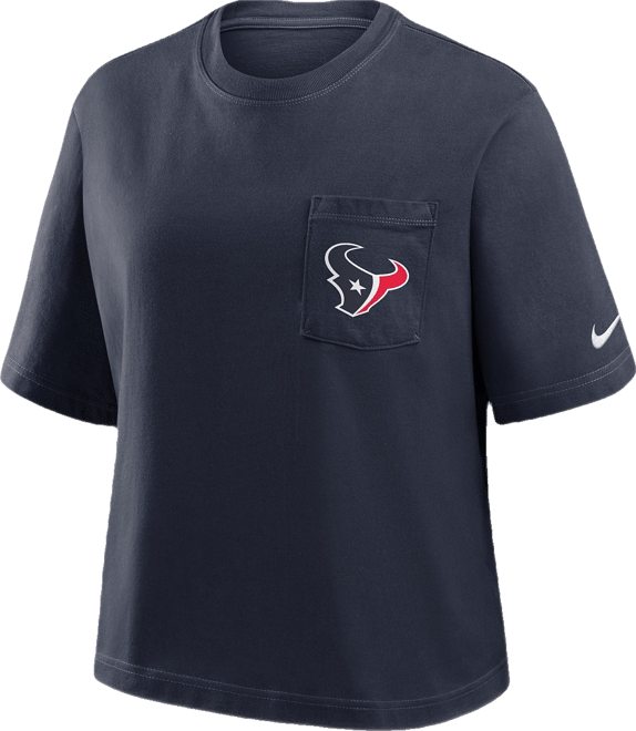 Women's Navy Houston Texans Rewind Pocket Boxy T-Shirt