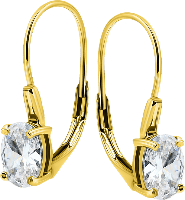 Cubic Zirconia Oval Leverback Drop Earrings in 18k Gold-Plated Sterling Silver, Macy's Exclusive
