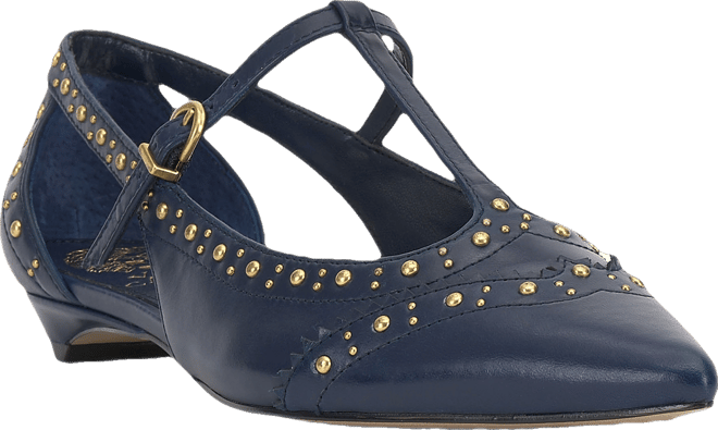 Women's Valkie Studded T-Strap Micro-Heel Mary-Jane Flats