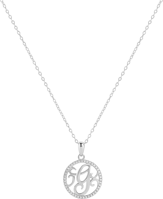Cubic Zirconia Filigree Initial G Monogram 18" Pendant Necklace in Sterling Silver, Macy's Exclusive