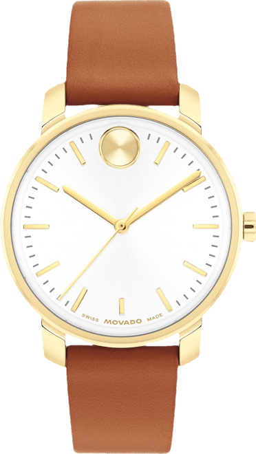 Women's Bold Access Swiss Quartz Cognac Leather Watch, 34mm