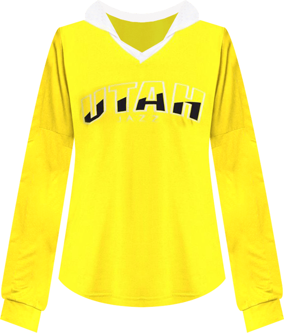 Women's Gold Utah Jazz Bench Player Oversized Long Sleeve Hooded Top