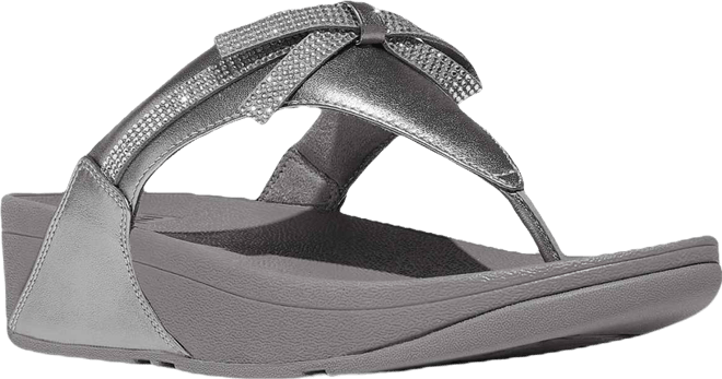 Women's Lulu Glitz-Bow Leather Toe-Post Sandals