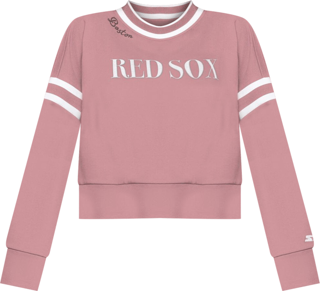 Women's Pink Boston Red Sox Power Play Cropped Pullover Sweatshirt