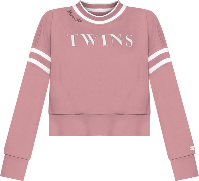Women's Pink Minnesota Twins Power Play Cropped Pullover Sweatshirt