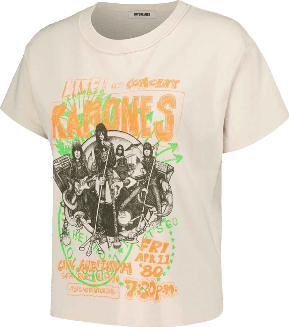 Women's White The Ramones Civic Auditorium Reverse Girlfriend T-Shirt