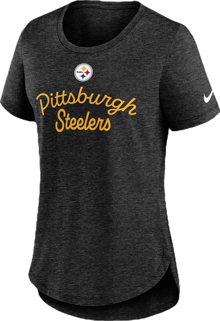 Women's Black Pittsburgh Steelers Script Tri-Blend T-Shirt