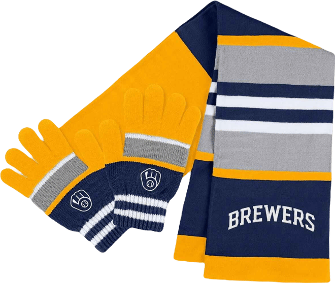 Women's Milwaukee Brewers Stripe Glove Scarf Set