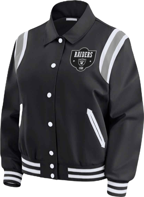 Women's Black Las Vegas Raiders Varsity Lightweight Full-Snap Jacket