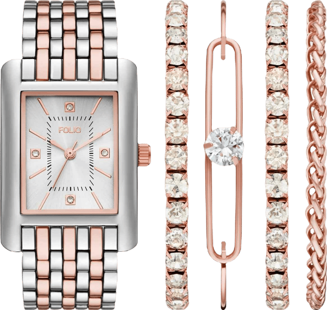 Women's Quartz Three-Hand Two-Tone Alloy Watch Set, 36mm