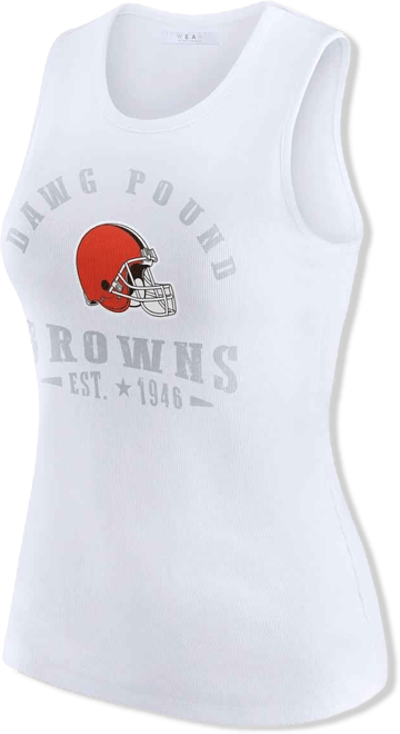 Women's White Cleveland Browns Ribbed Graphic Tank Top