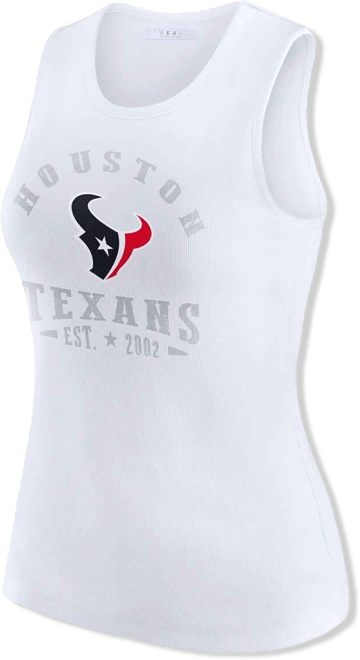 Women's White Houston Texans Ribbed Graphic Tank Top