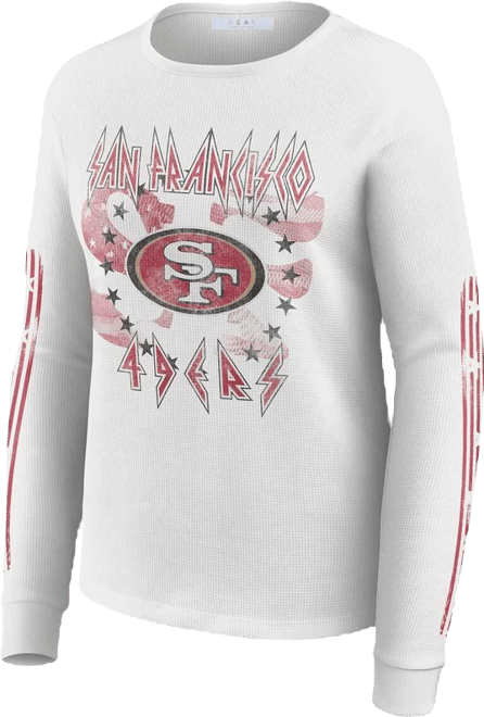Women's White San Francisco 49ers Graphic Waffle Long-Sleeve T-Shirt