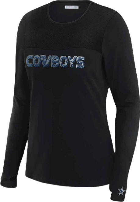 Women's x Gracie Hunt Black Dallas Cowboys Mesh Panel Long Sleeve T-Shirt