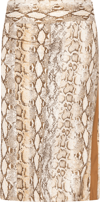 Plus Size Python Side Contrast Fold Over Midi Skirt