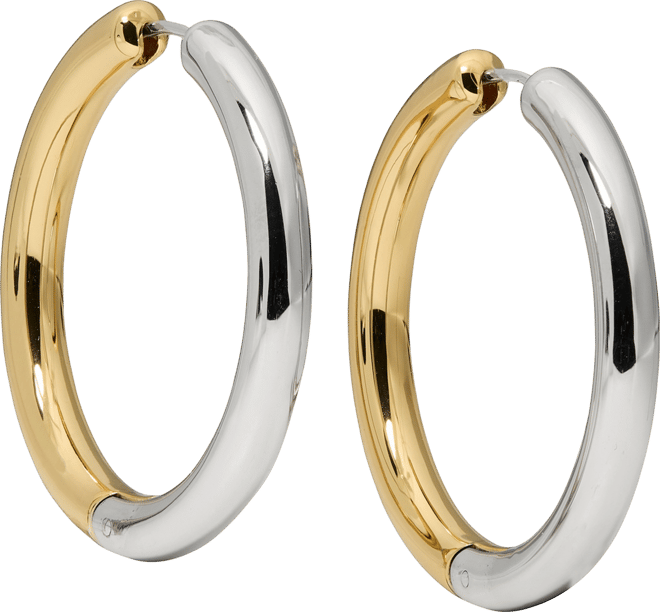 Gold-Tone Interlock Tortoise Medium Hoop Earrings, 1.34"
