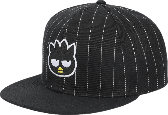 Men's Badtz-Maru Embroidered Character Face Black Striped Poly Wool Baseball Hat