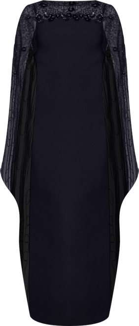 Women's Bead Cape Crepe Long Dress