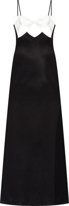 Women Eleanor Black and White Bow Satin Gown